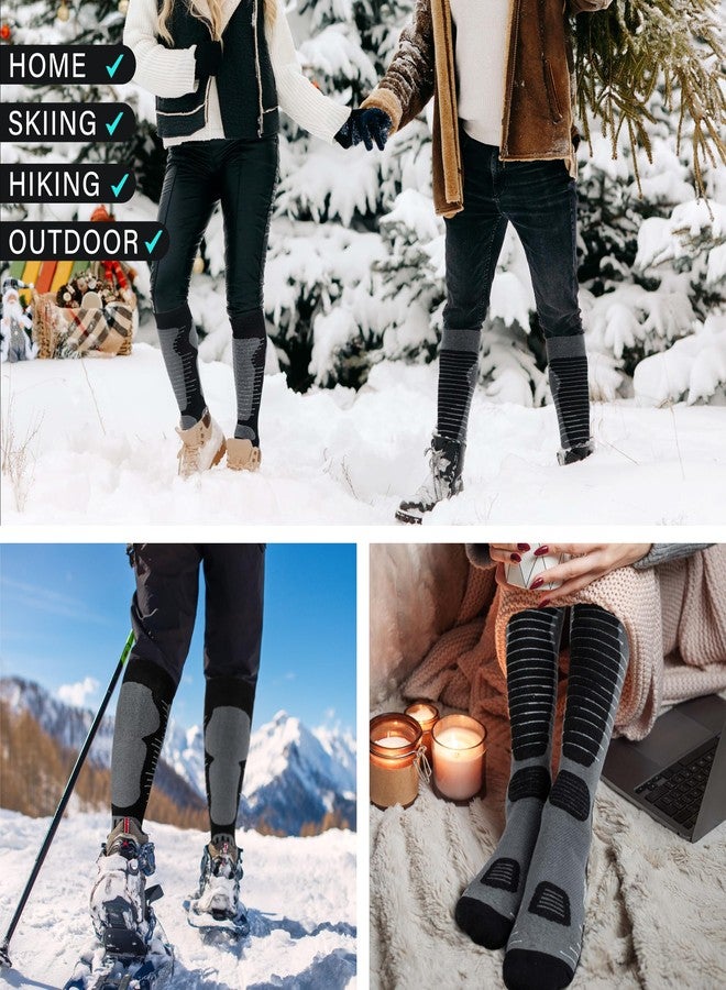Ozaiic Merino Wool Ski Socks Mens Womens 2 Pairs for Skiing, Snowboarding, Thermal Knee High Winter Warm Sports Performance Socks - Image 5